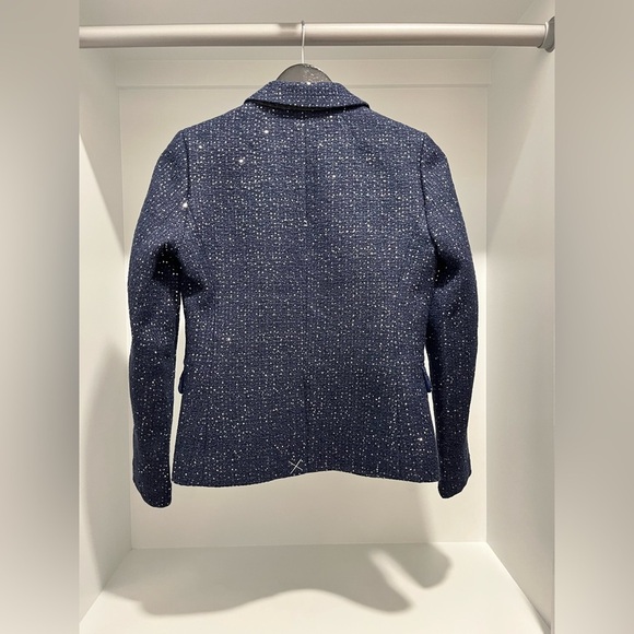 NEW J.Crew Women’s Navy Tweed Silver Sequin Schoolboy Blazer size 0 academia - Picture 6 of 11